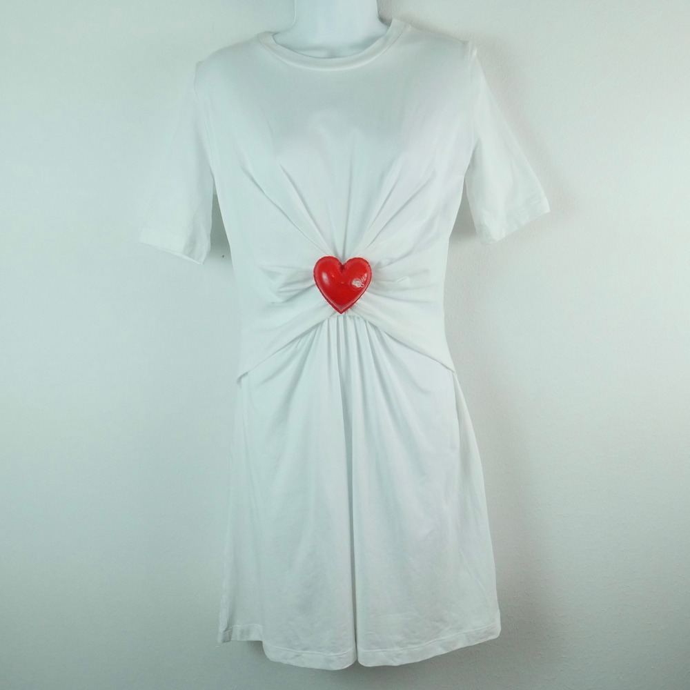 Moschino Couture Inflatable Heart Mini T Shirt Dress Whimsical Luxury Size 8